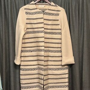 Tory Burch authentic Striped Cream and Black Knit Cardigan Sweater